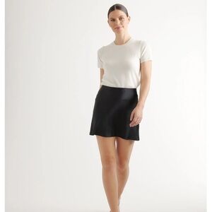 Quince Washable Silk Black Mini Skirt XL